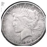 1922 S PEACE DOLLAR VF