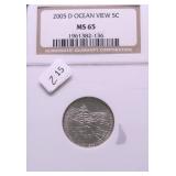 2005 D NGC MS65 OCEAN WAVE JEFFERSON NICKEL