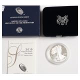 2019 PROOF SILVER EAGLE W BOX PAPERS