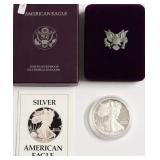 1988 PROOF SILVER EAGLE W BOX PAPERS