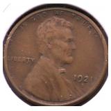 1921 S LINCOLN CENT VF