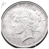 1922 PEACE DOLLAR AU