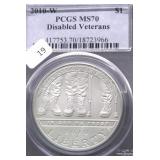 2010 W PCGS M70 DISABLED VETS SILVER DOLLAR