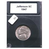 1947 GEM BU JEFFERSON NICKEL