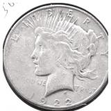 1922 S  PEACE DOLLAR VF