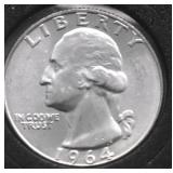 1964 D GEM BU WASHINGTON QUARTER