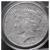 1922 S PEACE DOLLAR VF