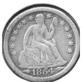 1854 O SEATED DIME VF RARE