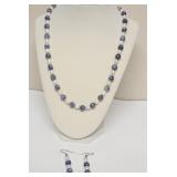 BLUE SPOTTED AGATE JEWELRY SET