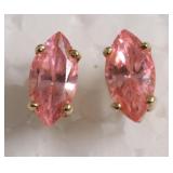 14K GOLD PINK ICE STUD EAR RINGS