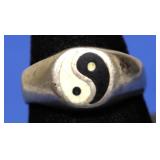 STERLING SILVER YING YANG RING   SZ  11.5
