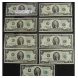 9 GEM BU 2 $ CONSECUTIVE SERIAL # FEDERAL RESERVE