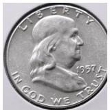 1957 CHOICE BU FRANKLIN HALF DOLLAR
