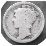 1918 D MERCURY DIME GOOD