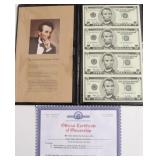 UNCUT SHEET OF $5 BILLS
