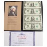 UNCUT SHEET OF $1 BILLS