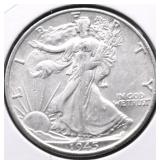 1945 S WALKING HALF DOLLAR AU