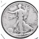1938 WALKING HALF DOLLAR VF