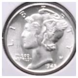 1945 SUPURB GEM MERCURY DIME