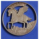 .999 SILVER CUT OUT PEGASUS MEDAL  21 GRAMS