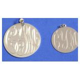 STERLING SILVER MONO GRAM DISK PENDANTS