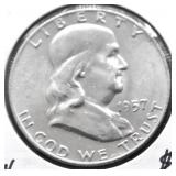 1957 D CHOICE BU FRANKLIN HALF DOLLAR