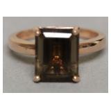 14K ROSE COLD SMOKEY TOPAZ RING  SZ 6.75   4.42