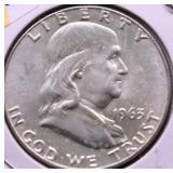 1963 D CHOICE BU FRANKLIN HALF DOLLAR