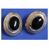 STERLING SILVER BLACK ONXY EAR RINGS
