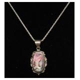 STERLING SILVER ALBALONE PENDANT AND NECKLACE