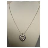 STERLING SILVER HEART  PENDANT AND  NECKLACE