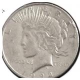 1922 D PEACE DOLLAR VF
