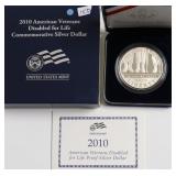 2010 AMERICAN VETERANS DISABLE FOR LIFE SILVER $