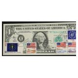 SIGNED FIRST DAY COVER GEM 1$ FEDERAL RESERVE NOTE