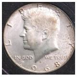 1968 D KENNDY HALF DOLLAR AU