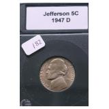 1947 D SUPURB GEM FS JEFFERSON NICKEL