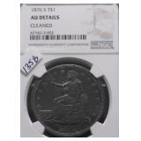1876 S $1 AU DETAILS SEATED DOLLAR CLEANED