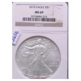 2010 NCG MS69 SILVER EAGLE