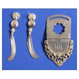 STERLING  BUTTON COVER  DANGLE EAR RINGS