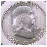 1948 D GEM BU FRANKLIN HALF DOLLAR