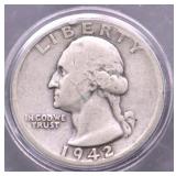 1942 S WASHINGTON QUARTER VG
