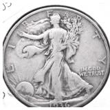 1936 D WALKING HALF DOLLAR VF