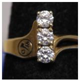 14K GOLD THREE DIAMOND RING  SZ 7.25   2.97 GRAMS
