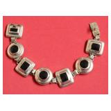 STERLING SILVER BLACK ONYX BRACELET 34.25 GRAMS