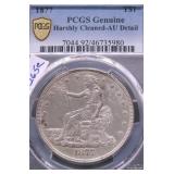 1877 PCGS CLEANED AU DETAILS TRADE DOLLAR