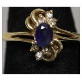 14K GOLD SAPPHIRE RING  SZ  6.5    31 GRAMS