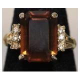 14K GOLD ELECTRA PLATE SMOKEY QUARTS  SZ 7