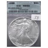 1988 AMERICAN SILVER EAGLE ICG MS 69