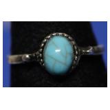 STERLING SILVER TURQUOIS RING  SZ 7.75