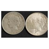 (2) 1923 PEACE DOLLARS XF AND AU